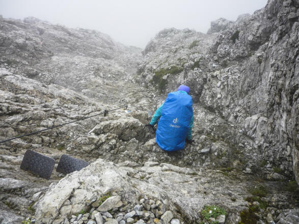 An der Kreuzspitze im Abstieg durch die Nordwand