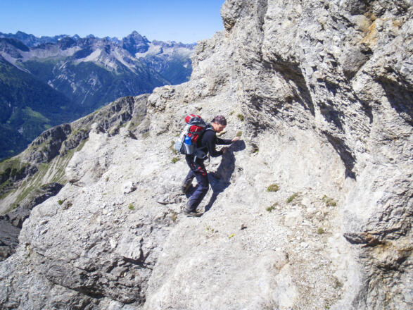 Kletterei nach der Rinne an der Leilachspitze