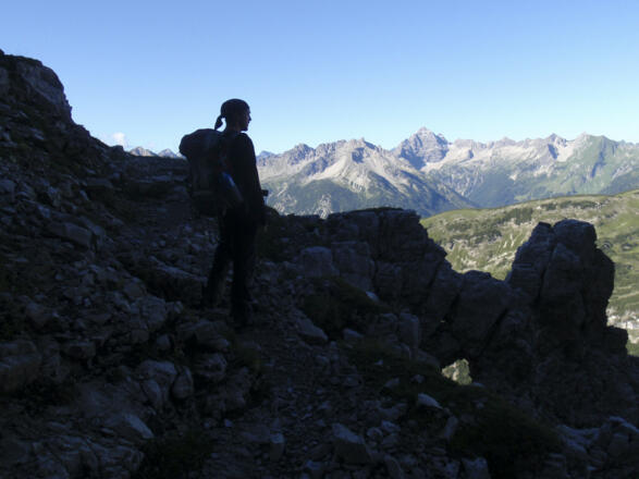 Wo man vor zwei Tagen gestanden ist - der Hochvogel im Hintergrund