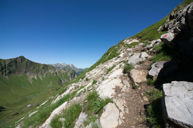 Aufstieg in der Westflanke des Knappenkopfs