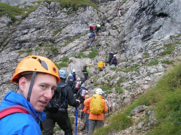 Kletterpassage in der Nesselwängler Scharte