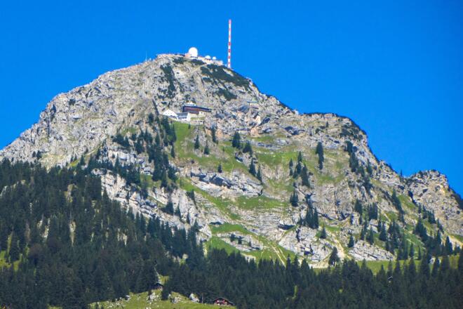 Blick von Bayrischzell auf den Wendelstein