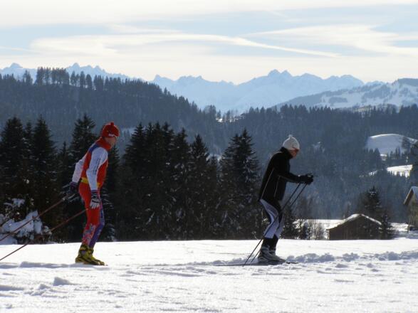 Langlauf vor der Bergkulisse in der Golfplatzrunde (2)