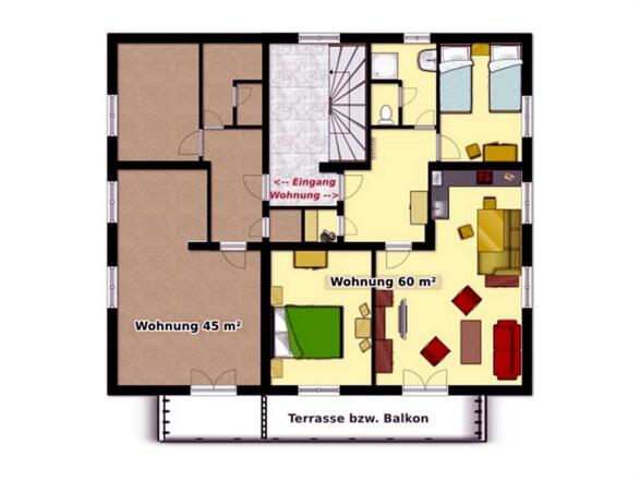 Grundriss Wohnung 60 m²