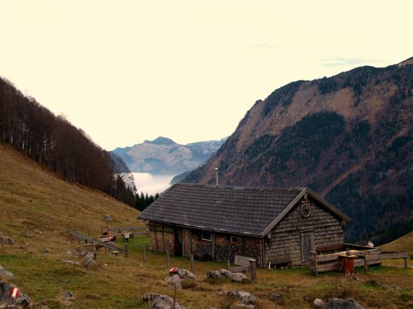 Sonntagkaralm 1180m, oberste Hütte