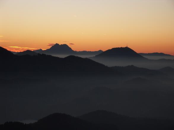 Sonnenuntergangsstimmung auf dem Schober
