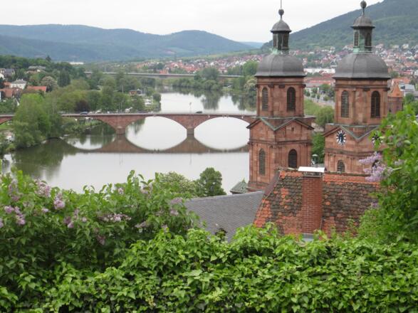Die Mainbrücke in Miltenberg von oben