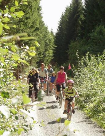 Radfahrer auf der Wanderbahn
