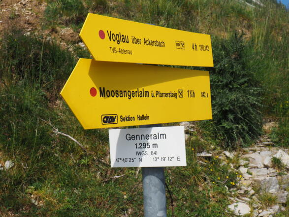 Tafel Genneralm mit Koordinaten