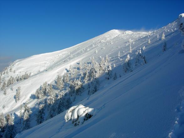 Der breite Gipfelhang