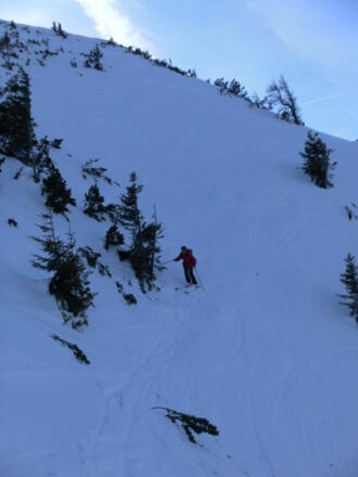 steile Einfahrt in die Nordflanke