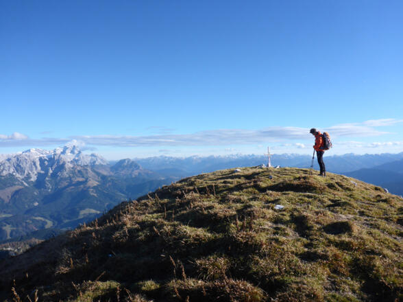 Panorama mit Bischofsmütze und Dachstein am letzten Gipfel