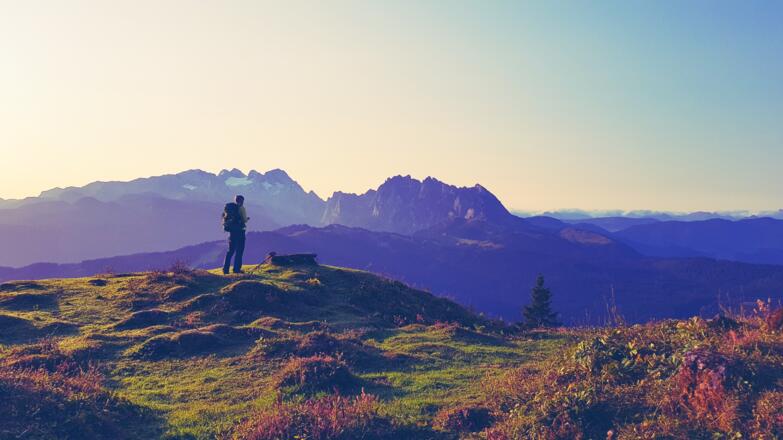 Aussicht auf Dachsteingletscher und Gosaukamm