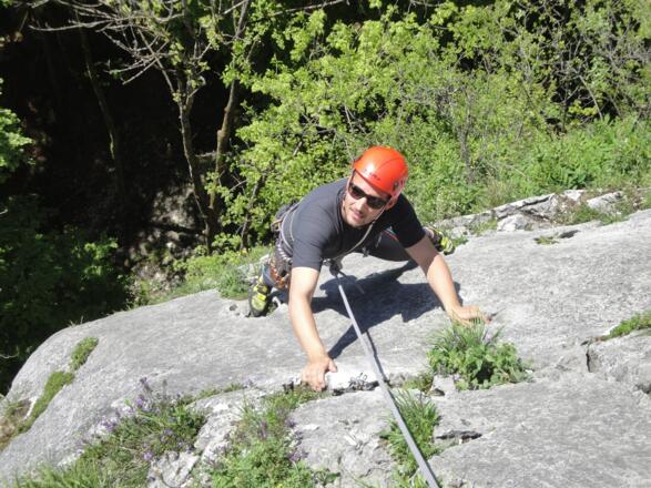 Am Ende der ersten Seillänge
