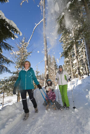 Familienwanderung im Schnee