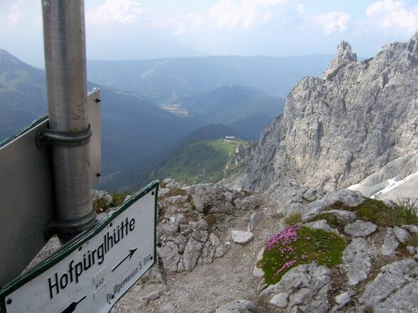 Blick vom Steiglpass auf die Hofpürglhütte