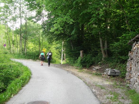 Hier verlässt man die Asphaltstraße zum Klettergarten.