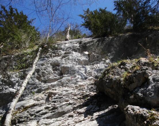 Erste Seillänge von unten