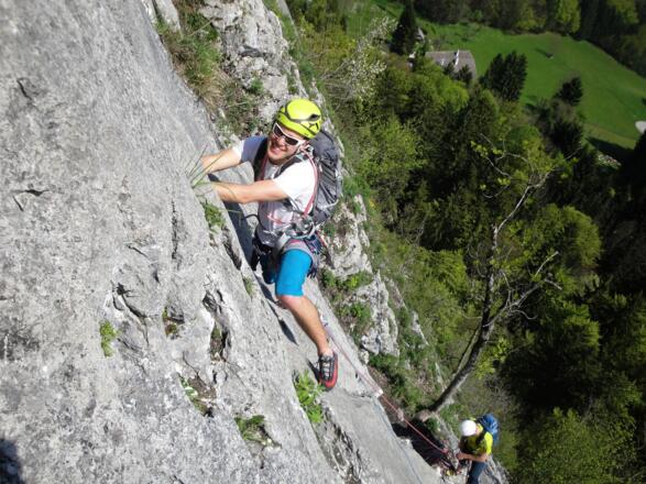 Höhepunkt der Tour ist die Platte in der dritten Seillänge.