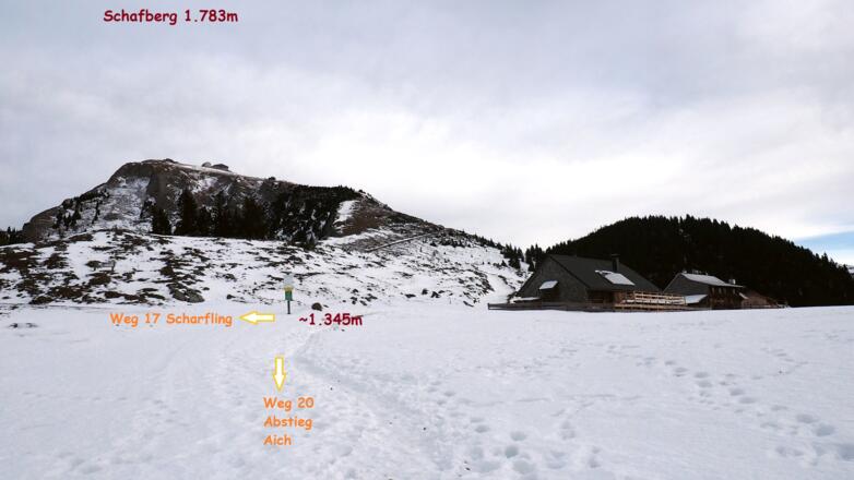 Wegteilung Schafbergalm ~1345m