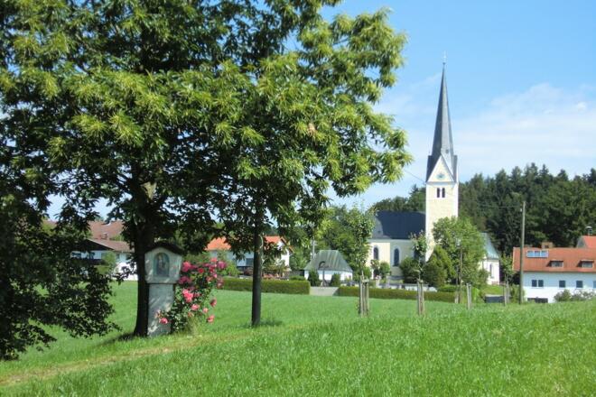 Esskastanie mit Greimhartinger Kirche
