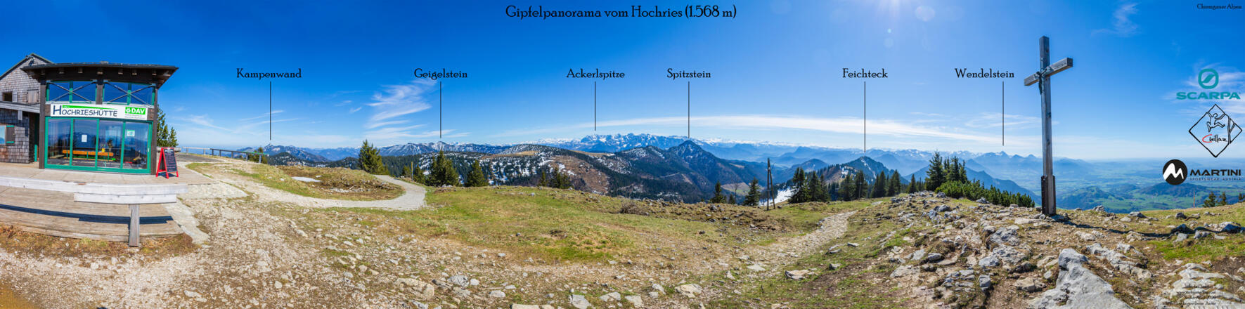 Gipfelpanorama vom Hochries im Frühling.