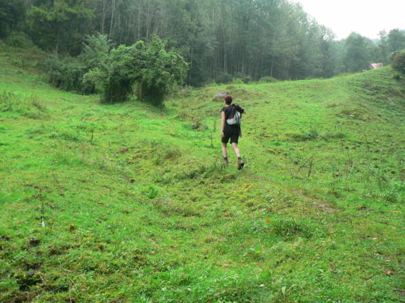 ... und folgen dann den Steigspuren hinauf 