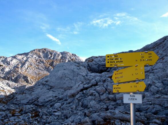 Abzweigtafel zum Raucheck auf 2202m