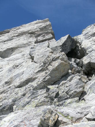 Blockrinne vor dem Gipfelansatz