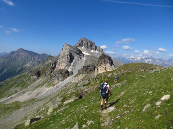 Am grasdurchsetzten Bergrücken weiter zum Wolfendorn