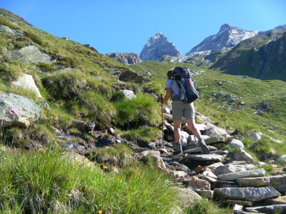 Zustieg zum Roßkar mit erstem Blick zum &#039;Matterhorn&#039;