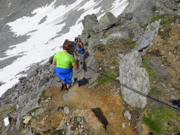 Der drahtseilversicherte Abschnitt zum Kraxentrager