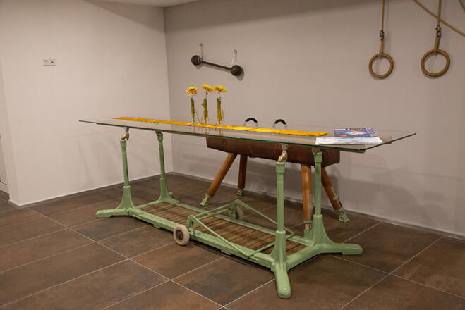 Die Turnhalle - Detailblick auf Reck als Standbar