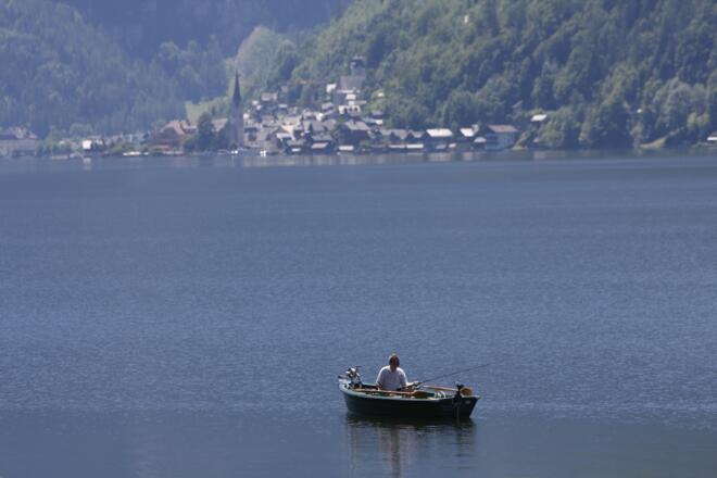 Fischen im Hallstättersee bei Hallstatt