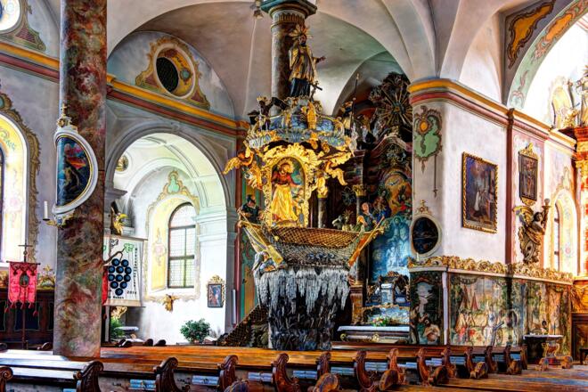 Fischerkanzel in der Pfarrkirche Traunkirchen