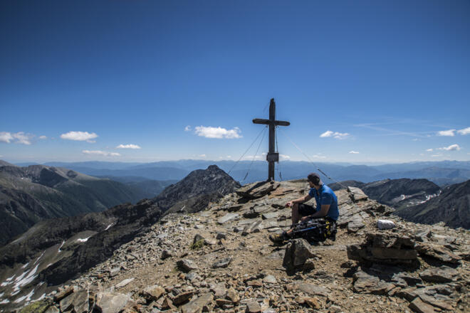 Auf dem Gipfel des Hochgolling bei Prachtwetter.