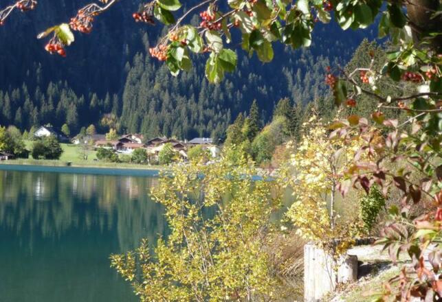 Haldensee mit Blick auf das Almdorf Tirol