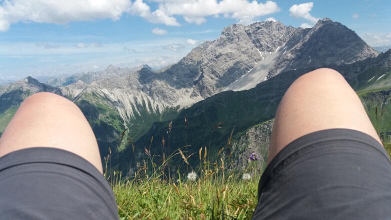 Auf der Blumenwiese mit Blick auf den Panüelerkopf.