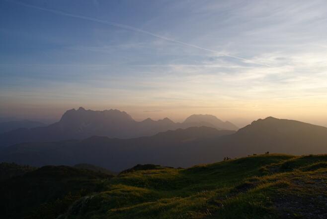 Wilder und Zahmer Kaiser beim Sonnenuntergang