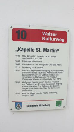 Kapelle St. Martin am Walser Kulturweg