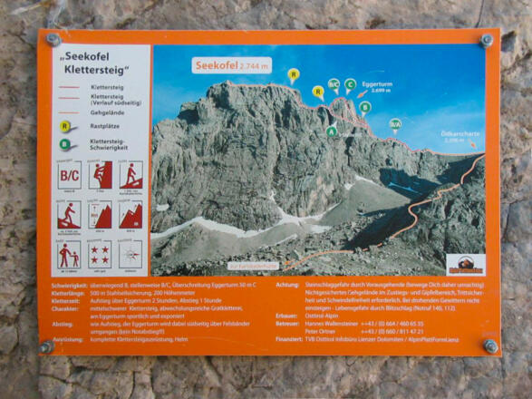 Einstieg in den Seekofel-Klettersteig (B/C) in der Nähe der Kerschbaumeralm-Hütte