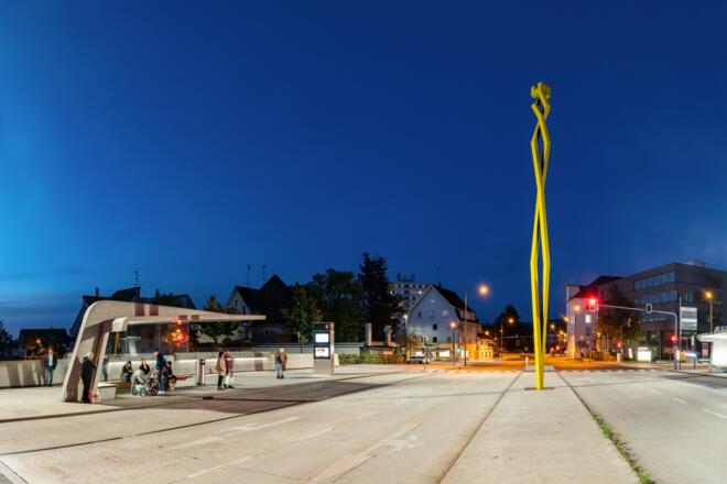 Bushaltestelle Sägerbrücke Dornbirn abends