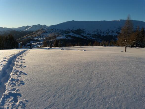 Abendstimmung auf der Schöngelitze mit Blick auf Teuerlnock und Aineck.