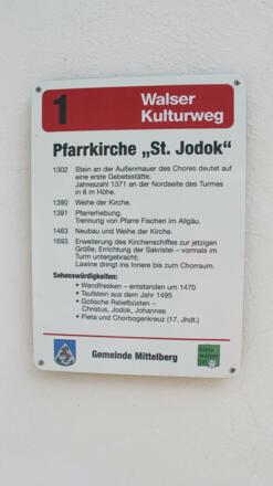 Pfarrkirche St. Jodok am Walser Kulturweg