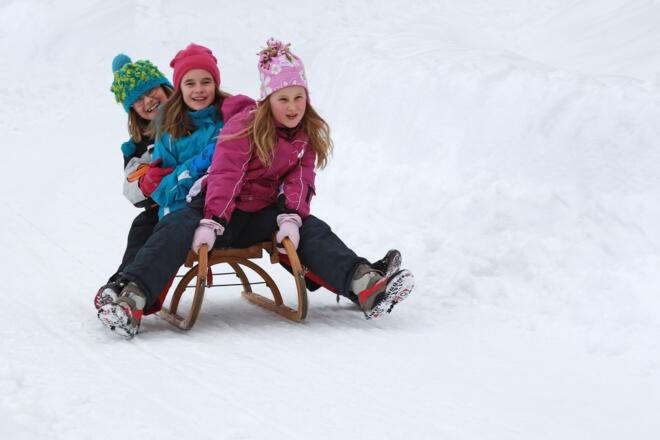 Kinder auf Rodel