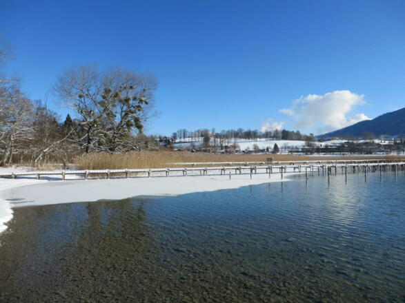 Blick auf Steege im Strandbad Kaltenbrunn