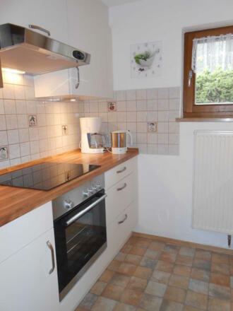 Moderne Einbauküche mit Ceran-Kochfeld, Backofen, Spülmaschine, Mikrowelle