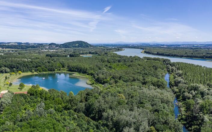 Badesee Luftaufnahme