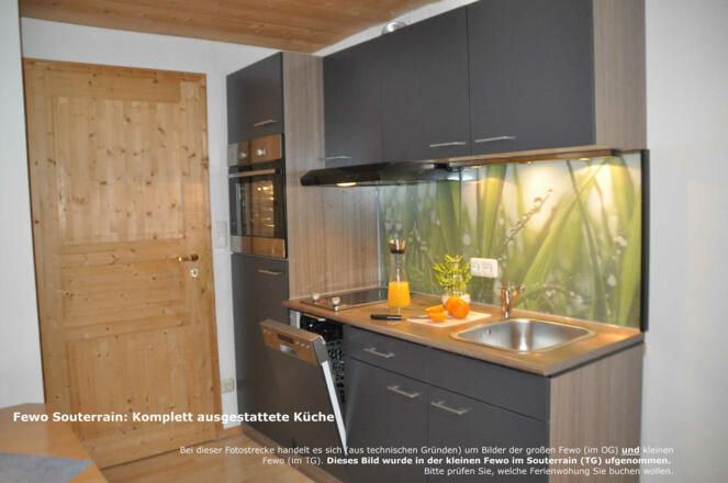 Küche in der Fewo TG: Komplett eingerichtet für den täglichen Bedarf.