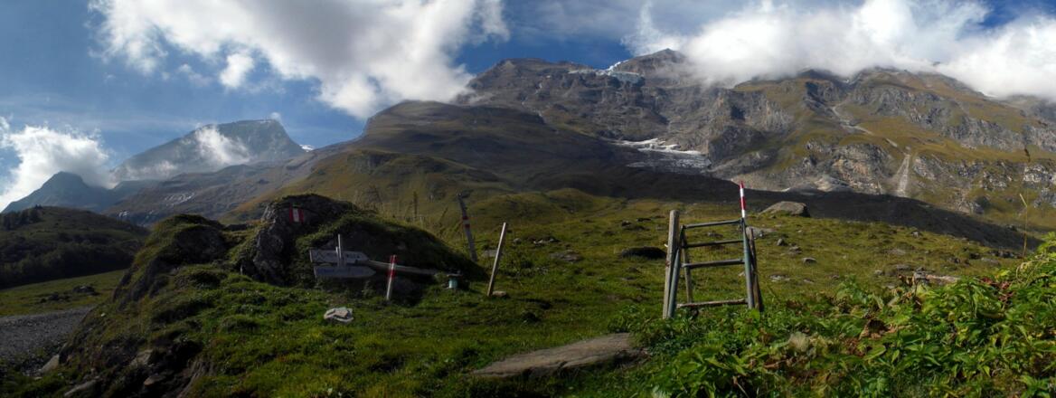 Kreuzung Wanderweg Schwarzenberghütte - Forststraße